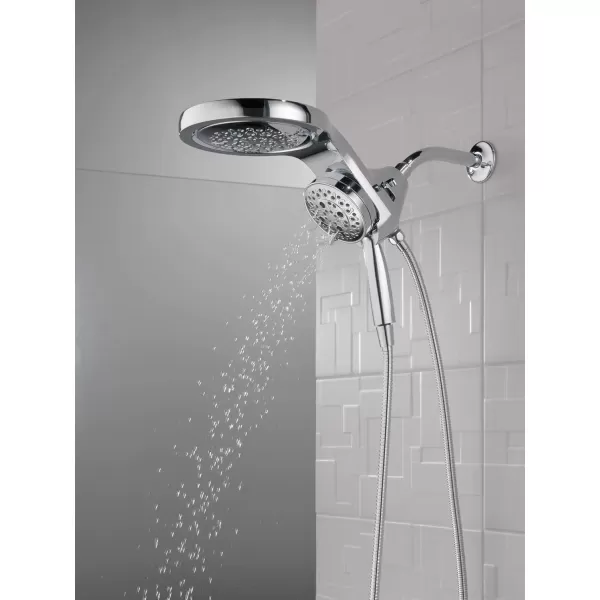 imageDelta Faucet HydroRain 5Spray H2Okinetic Dual Shower Head with Handheld Spray Gold Shower Head with Hose Handheld Shower Heads 25 GPM Flow Rate Champagne Bronze 58680CZ25Polished Nickel