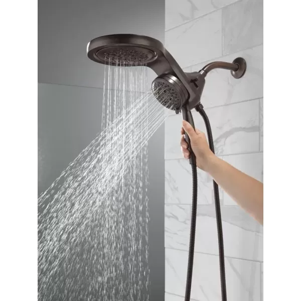 imageDelta Faucet HydroRain 5Spray H2Okinetic Dual Shower Head with Handheld Spray Gold Shower Head with Hose Handheld Shower Heads 25 GPM Flow Rate Champagne Bronze 58680CZ25Venetian Bronze