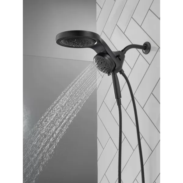imageDelta Faucet HydroRain 5Spray H2Okinetic Dual Shower Head with Handheld Spray Gold Shower Head with Hose Handheld Shower Heads 25 GPM Flow Rate Champagne Bronze 58680CZ25Matte Black
