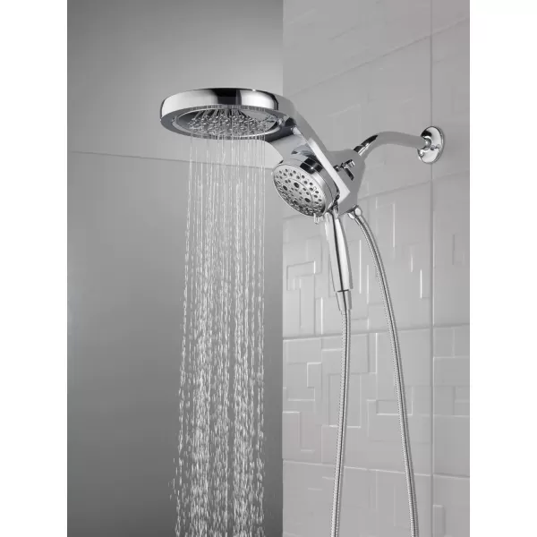 imageDelta Faucet HydroRain 5Spray H2Okinetic Dual Shower Head with Handheld Spray Gold Shower Head with Hose Handheld Shower Heads 25 GPM Flow Rate Champagne Bronze 58680CZ25Champagne Bronze