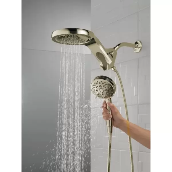 imageDelta Faucet HydroRain 5Spray H2Okinetic Dual Shower Head with Handheld Spray Gold Shower Head with Hose Handheld Shower Heads 25 GPM Flow Rate Champagne Bronze 58680CZ25Polished Nickel