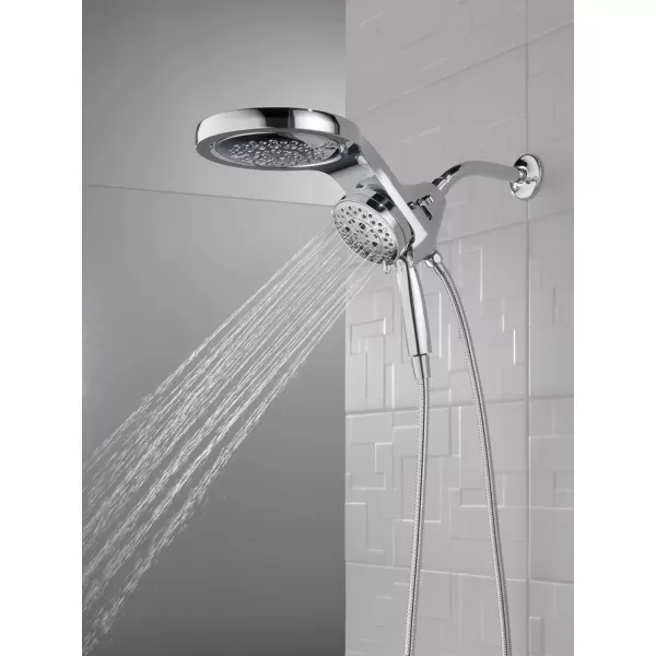 imageDelta Faucet HydroRain 5Spray H2Okinetic Dual Shower Head with Handheld Spray Gold Shower Head with Hose Handheld Shower Heads 25 GPM Flow Rate Champagne Bronze 58680CZ25Venetian Bronze
