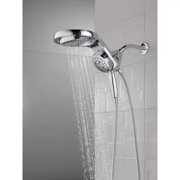 imageDelta Faucet HydroRain 5Spray H2Okinetic Dual Shower Head with Handheld Spray Gold Shower Head with Hose Handheld Shower Heads 25 GPM Flow Rate Champagne Bronze 58680CZ25Champagne Bronze