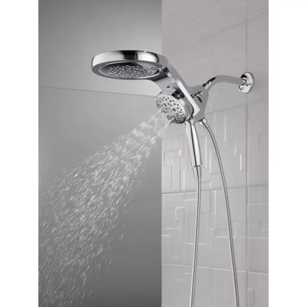 imageDelta Faucet HydroRain 5Spray H2Okinetic Dual Shower Head with Handheld Spray Gold Shower Head with Hose Handheld Shower Heads 25 GPM Flow Rate Champagne Bronze 58680CZ25Venetian Bronze