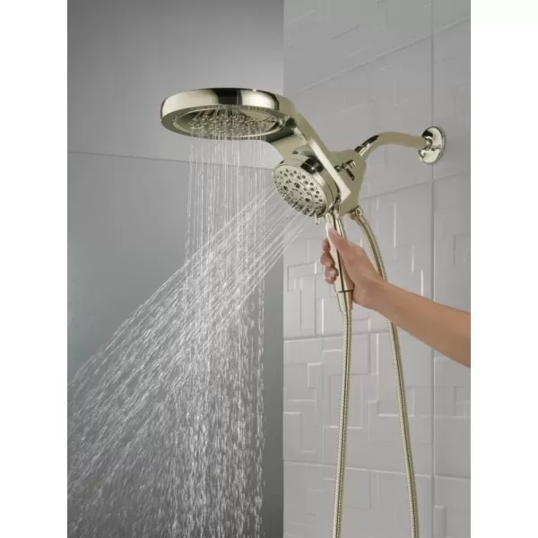 imageDelta Faucet HydroRain 5Spray H2Okinetic Dual Shower Head with Handheld Spray Gold Shower Head with Hose Handheld Shower Heads 25 GPM Flow Rate Champagne Bronze 58680CZ25Polished Nickel