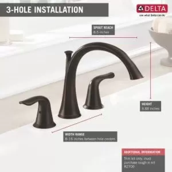 imageDelta Faucet Lahara 2Handle Widespread Roman Tub Faucet Gold Tub Faucet Roman Bathtub Faucet Delta Roman Tub Faucet Tub Filler Champagne Bronze T2738CZStainless