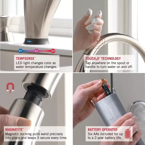 imageDelta Faucet Mateo Touch Kitchen Faucet Brushed Nickel Kitchen Faucets with Pull Down Sprayer Kitchen Sink Faucet Touch Faucet for Kitchen Sink Touch2O Technology Arctic Stainless 9183TARDSTArctic Stainless