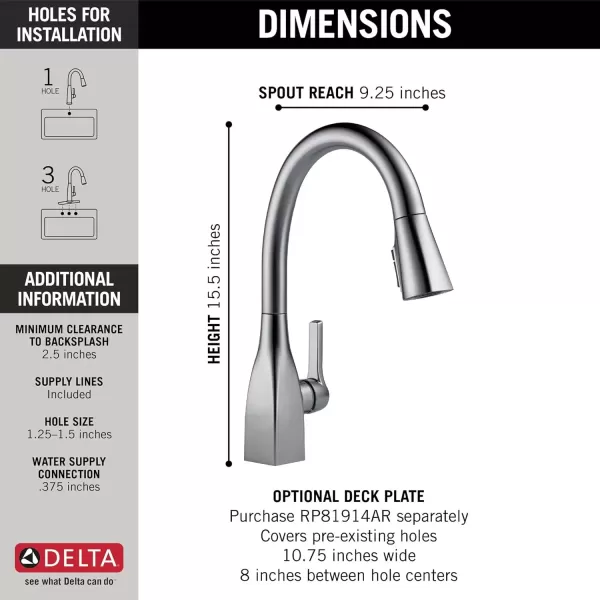 imageDelta Faucet Mateo Touch Kitchen Faucet Brushed Nickel Kitchen Faucets with Pull Down Sprayer Kitchen Sink Faucet Touch Faucet for Kitchen Sink Touch2O Technology Arctic Stainless 9183TARDSTArctic Stainless