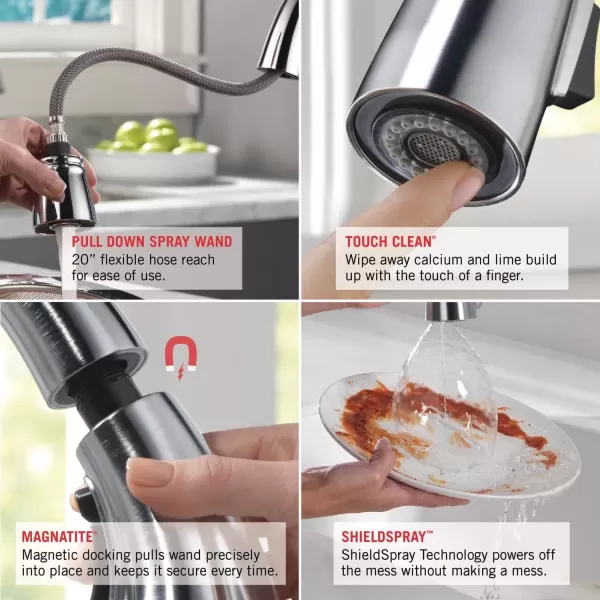 imageDelta Faucet Mateo Touch Kitchen Faucet Brushed Nickel Kitchen Faucets with Pull Down Sprayer Kitchen Sink Faucet Touch Faucet for Kitchen Sink Touch2O Technology Arctic Stainless 9183TARDSTChrome