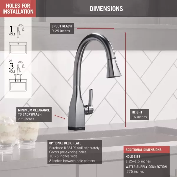 imageDelta Faucet Mateo Touch Kitchen Faucet Brushed Nickel Kitchen Faucets with Pull Down Sprayer Kitchen Sink Faucet Touch Faucet for Kitchen Sink Touch2O Technology Arctic Stainless 9183TARDSTArctic Stainless