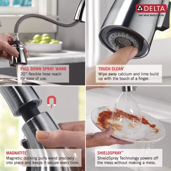 imageDelta Faucet Mateo Touch Kitchen Faucet Brushed Nickel Kitchen Faucets with Pull Down Sprayer Kitchen Sink Faucet Touch Faucet for Kitchen Sink Touch2O Technology Arctic Stainless 9183TARDSTArctic Stainless