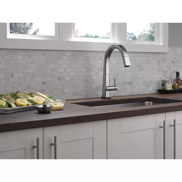 imageDelta Faucet Pivotal Touch Kitchen Faucet Brushed Nickel Kitchen Faucets with Pull Down Sprayer Kitchen Sink Faucet Touch Faucet for Kitchen Sink Touch2O Technology Arctic Stainless 9193TARDSTArctic Stainless