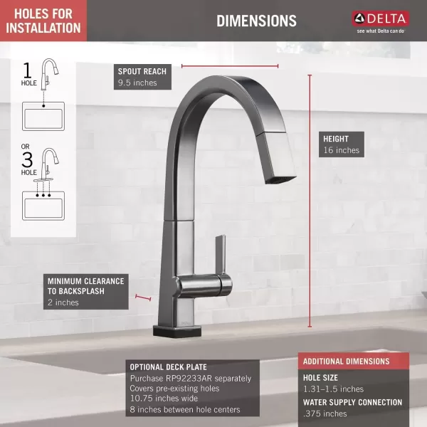 imageDelta Faucet Pivotal Touch Kitchen Faucet Brushed Nickel Kitchen Faucets with Pull Down Sprayer Kitchen Sink Faucet Touch Faucet for Kitchen Sink Touch2O Technology Arctic Stainless 9193TARDSTArctic Stainless