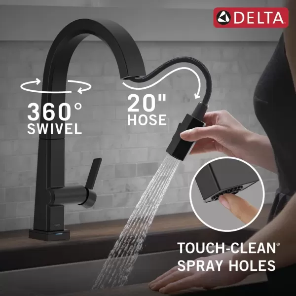 imageDelta Faucet Pivotal Touch Kitchen Faucet Brushed Nickel Kitchen Faucets with Pull Down Sprayer Kitchen Sink Faucet Touch Faucet for Kitchen Sink Touch2O Technology Arctic Stainless 9193TARDSTMatte Black