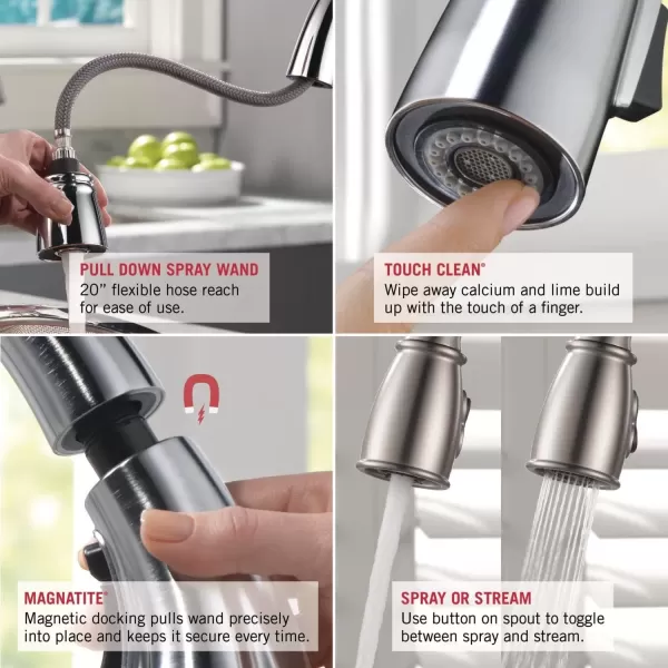 imageDelta Faucet Pivotal Touch Kitchen Faucet Brushed Nickel Kitchen Faucets with Pull Down Sprayer Kitchen Sink Faucet Touch Faucet for Kitchen Sink Touch2O Technology Arctic Stainless 9193TARDSTChrome