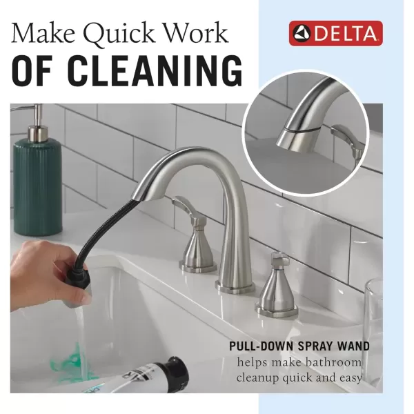 imageDelta Faucet Stryke Pull Down Bathroom Faucet Bathroom Pull Out Faucet Brushed Nickel Widespread Bathroom Faucet 3 Hole Bathroom Sink Faucet with Magnetic Dock Lumicoat Stainless 35775SSPDPRDST