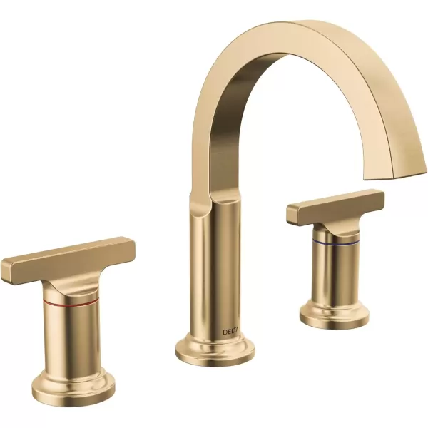 imageDelta Faucet Tetra Brushed Nickel Widespread Bathroom Faucet 3 Hole Brushed Nickel Bathroom Faucet for Bathroom Sink Bathroom Sink Faucet Metal Drain Lumicoat Stainless 355887SSPRDSTLumicoat Champagne Bronze