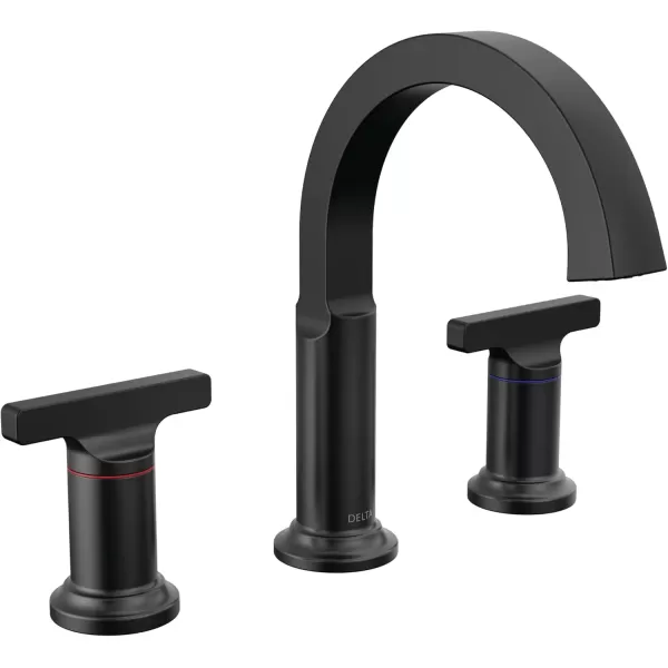 imageDelta Faucet Tetra Brushed Nickel Widespread Bathroom Faucet 3 Hole Brushed Nickel Bathroom Faucet for Bathroom Sink Bathroom Sink Faucet Metal Drain Lumicoat Stainless 355887SSPRDSTMatte Black