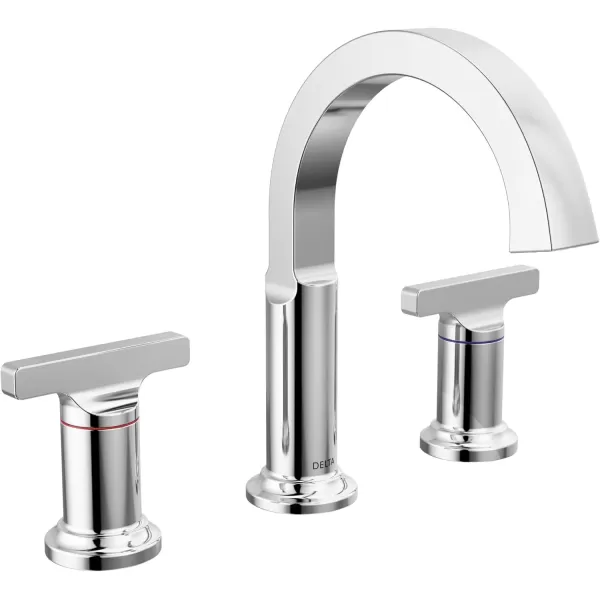 imageDelta Faucet Tetra Brushed Nickel Widespread Bathroom Faucet 3 Hole Brushed Nickel Bathroom Faucet for Bathroom Sink Bathroom Sink Faucet Metal Drain Lumicoat Stainless 355887SSPRDSTLumicoat Chrome