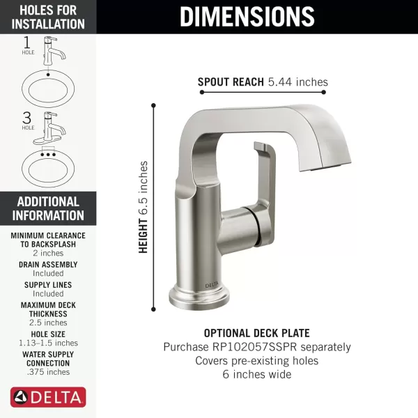 imageDelta Faucet Tetra Chrome Single Hole Bathroom Faucet Chrome Single Handle Bathroom Faucet Bathroom Sink Faucet Diamond Seal Technology Metal Drain Assembly Lumicoat Chrome 589SHPRDSTLumicoat Stainless