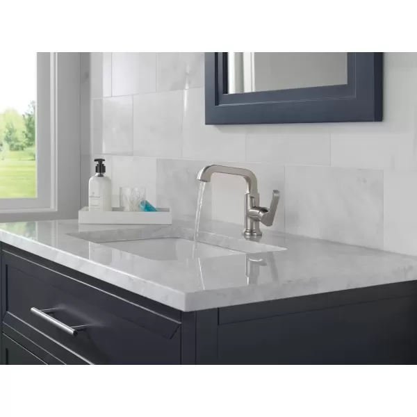 imageDelta Faucet Tetra Chrome Single Hole Bathroom Faucet Chrome Single Handle Bathroom Faucet Bathroom Sink Faucet Diamond Seal Technology Metal Drain Assembly Lumicoat Chrome 589SHPRDSTLumicoat Stainless