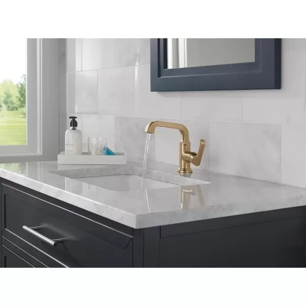 imageDelta Faucet Tetra Chrome Single Hole Bathroom Faucet Chrome Single Handle Bathroom Faucet Bathroom Sink Faucet Diamond Seal Technology Metal Drain Assembly Lumicoat Chrome 589SHPRDSTLumicoat Champagne Bronze