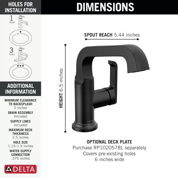 imageDelta Faucet Tetra Chrome Single Hole Bathroom Faucet Chrome Single Handle Bathroom Faucet Bathroom Sink Faucet Diamond Seal Technology Metal Drain Assembly Lumicoat Chrome 589SHPRDSTMatte Black