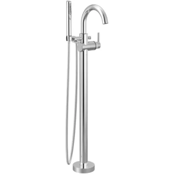 imageDelta Faucet Trinsic FloorMount Freestanding Tub Filler with Hand Held Shower Chrome Bathtub Faucet Tub Faucet Chrome T4759FL Valve Not IncludedChrome