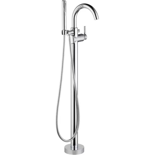imageDelta Faucet Trinsic FloorMount Freestanding Tub Filler with Hand Held Shower Chrome Bathtub Faucet Tub Faucet Chrome T4759FL Valve Not IncludedChrome
