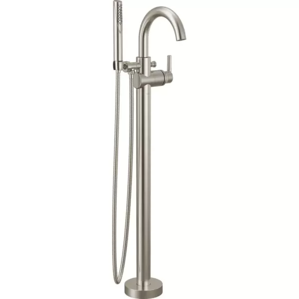 imageDelta Faucet Trinsic FloorMount Freestanding Tub Filler with Hand Held Shower Chrome Bathtub Faucet Tub Faucet Chrome T4759FL Valve Not IncludedStainless