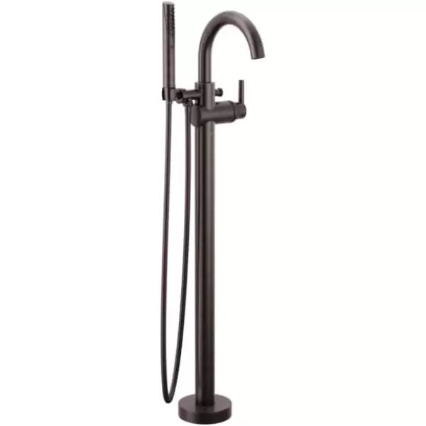 imageDelta Faucet Trinsic FloorMount Freestanding Tub Filler with Hand Held Shower Chrome Bathtub Faucet Tub Faucet Chrome T4759FL Valve Not IncludedVenetian Bronze