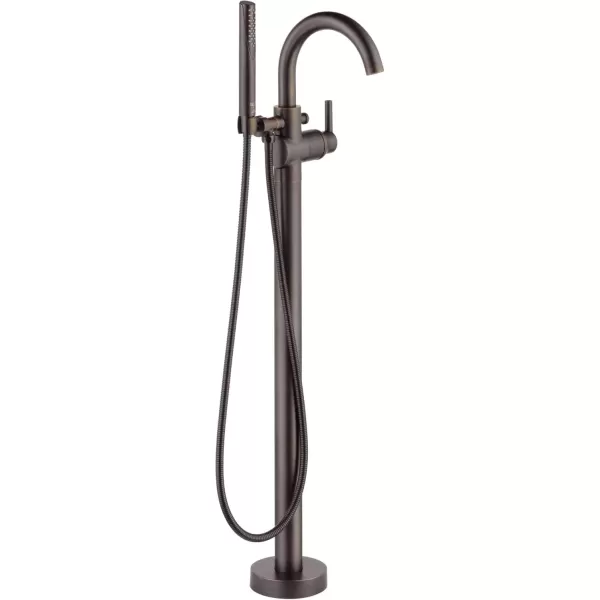 imageDelta Faucet Trinsic FloorMount Freestanding Tub Filler with Hand Held Shower Chrome Bathtub Faucet Tub Faucet Chrome T4759FL Valve Not IncludedVenetian Bronze