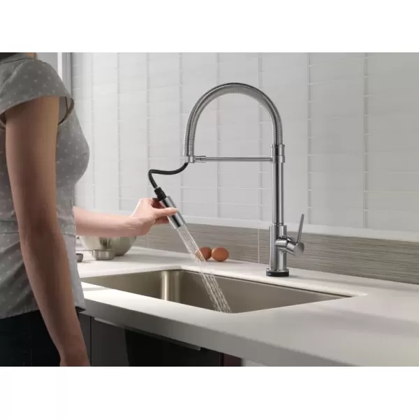 imageDelta Faucet Trinsic Pro Commercial Style Kitchen Faucet Touch Kitchen Faucets with Pull Down Sprayer Kitchen Sink Faucet Touch Faucet Delta Touch2O Technology Arctic Stainless 9659TARDST
