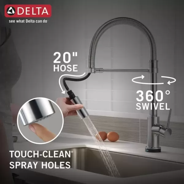 imageDelta Faucet Trinsic Pro Commercial Style Kitchen Faucet Touch Kitchen Faucets with Pull Down Sprayer Kitchen Sink Faucet Touch Faucet Delta Touch2O Technology Arctic Stainless 9659TARDST