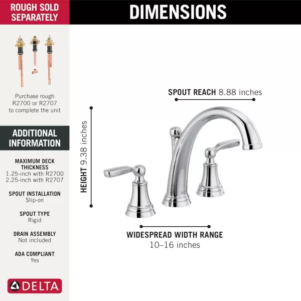 imageDelta Faucet Woodhurst Roman Tub Faucet  T2732RB  Classic Bathtub Handles ampamp Faucet  Bathroom Fixtures  Venetian Bronze Valve Sold SeparatelyChrome
