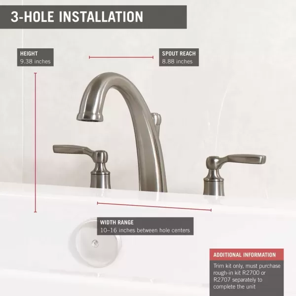 imageDelta Faucet Woodhurst Roman Tub Faucet  T2732RB  Classic Bathtub Handles ampamp Faucet  Bathroom Fixtures  Venetian Bronze Valve Sold SeparatelyStainless