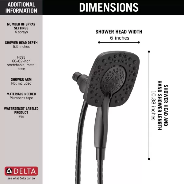 imageDELTA 58498RB 4 Setting 2in1 Combo Hand Shower Venetian BronzeMatte Black