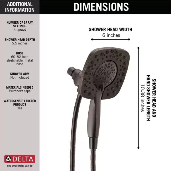 imageDELTA 58498RB 4 Setting 2in1 Combo Hand Shower Venetian BronzeVenetian Bronze