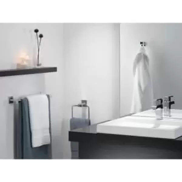 imageDelta Ara 1Pack Hand Towel Holder Polished Chrome Towel Racks for Bathroom Wall Square Towel Ring Holder for Bath Towel Hanger for Kitchen Bathroom Accessories 77546Polished Chrome