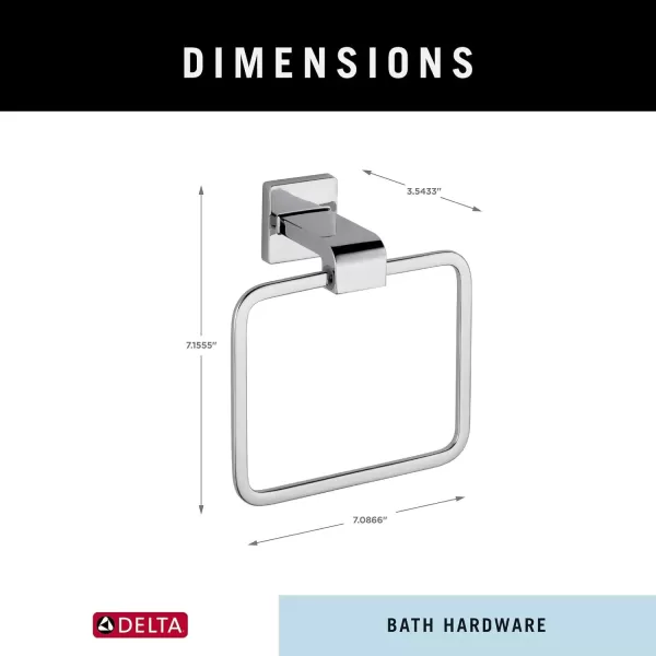 imageDelta Ara 1Pack Hand Towel Holder Polished Chrome Towel Racks for Bathroom Wall Square Towel Ring Holder for Bath Towel Hanger for Kitchen Bathroom Accessories 77546Polished Chrome