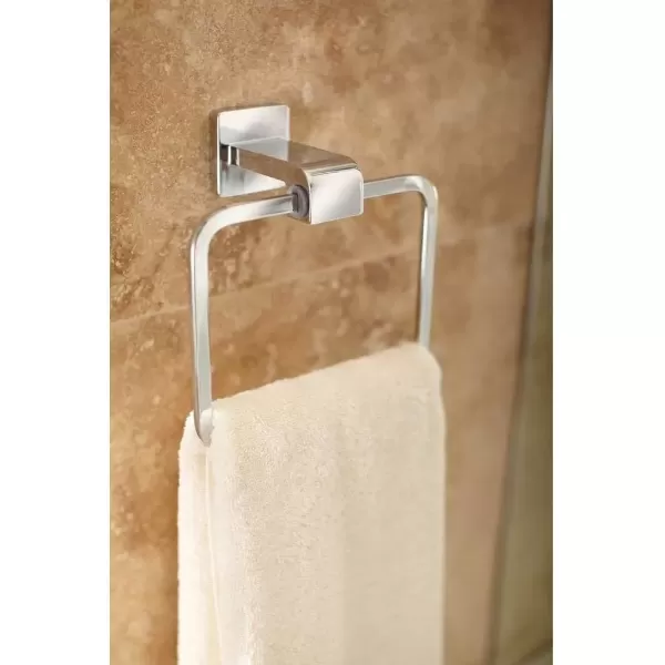 imageDelta Ara 1Pack Hand Towel Holder Polished Chrome Towel Racks for Bathroom Wall Square Towel Ring Holder for Bath Towel Hanger for Kitchen Bathroom Accessories 77546Chrome