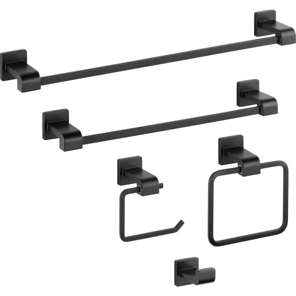imageDelta Ara 1Pack Hand Towel Holder Polished Chrome Towel Racks for Bathroom Wall Square Towel Ring Holder for Bath Towel Hanger for Kitchen Bathroom Accessories 77546Matte Black