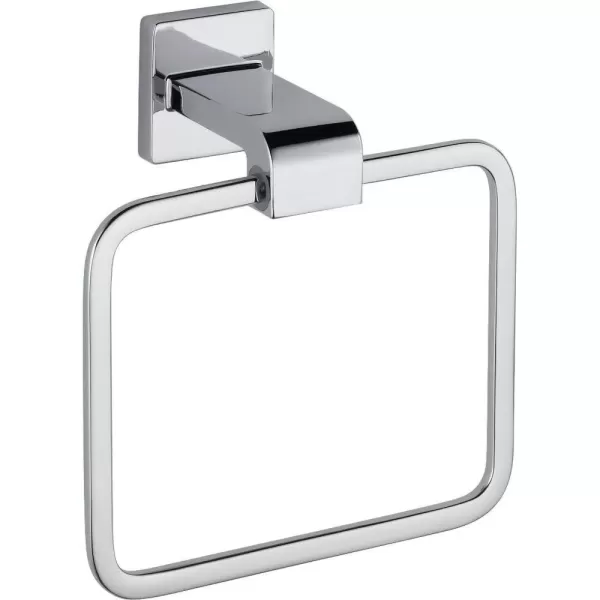 imageDelta Ara 1Pack Hand Towel Holder Polished Chrome Towel Racks for Bathroom Wall Square Towel Ring Holder for Bath Towel Hanger for Kitchen Bathroom Accessories 77546Polished Chrome