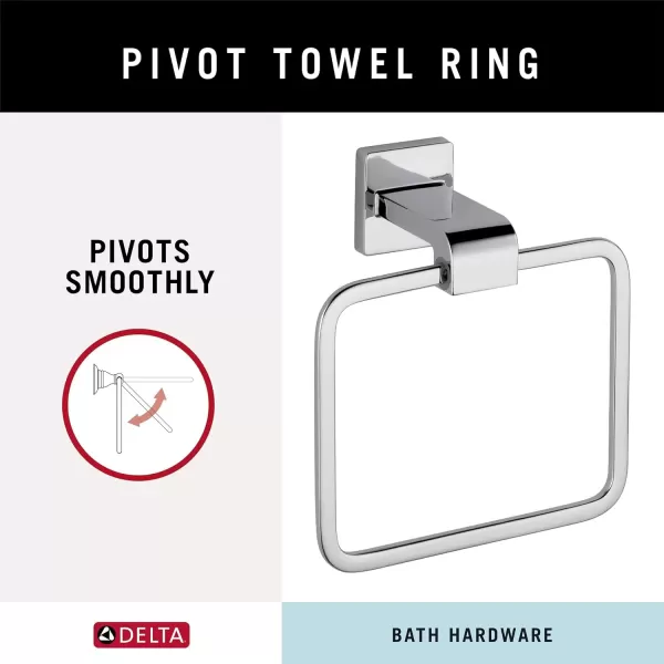 imageDelta Ara 1Pack Hand Towel Holder Polished Chrome Towel Racks for Bathroom Wall Square Towel Ring Holder for Bath Towel Hanger for Kitchen Bathroom Accessories 77546Polished Chrome