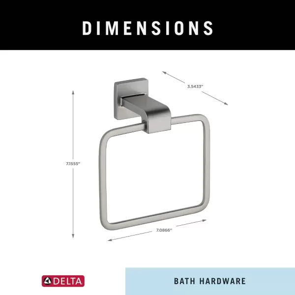 imageDelta Ara 1Pack Hand Towel Holder Polished Chrome Towel Racks for Bathroom Wall Square Towel Ring Holder for Bath Towel Hanger for Kitchen Bathroom Accessories 77546Brilliance Stainless Steel