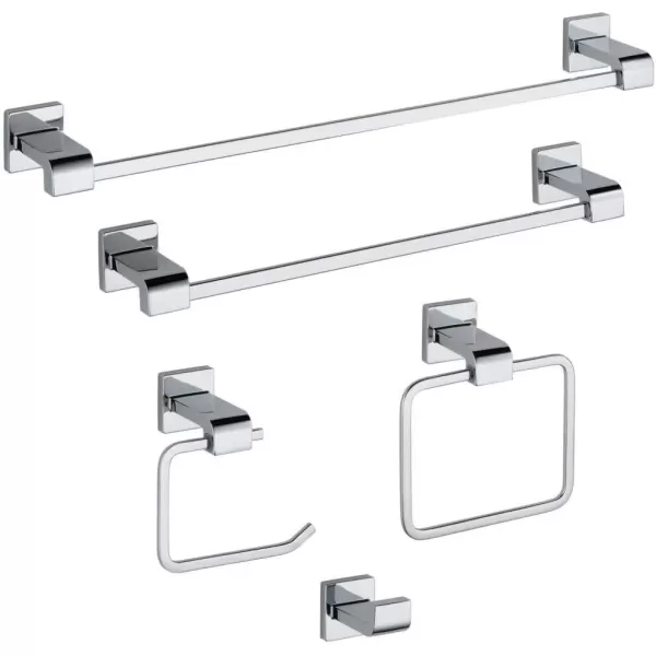 imageDelta Ara 1Pack Hand Towel Holder Polished Chrome Towel Racks for Bathroom Wall Square Towel Ring Holder for Bath Towel Hanger for Kitchen Bathroom Accessories 77546Chrome