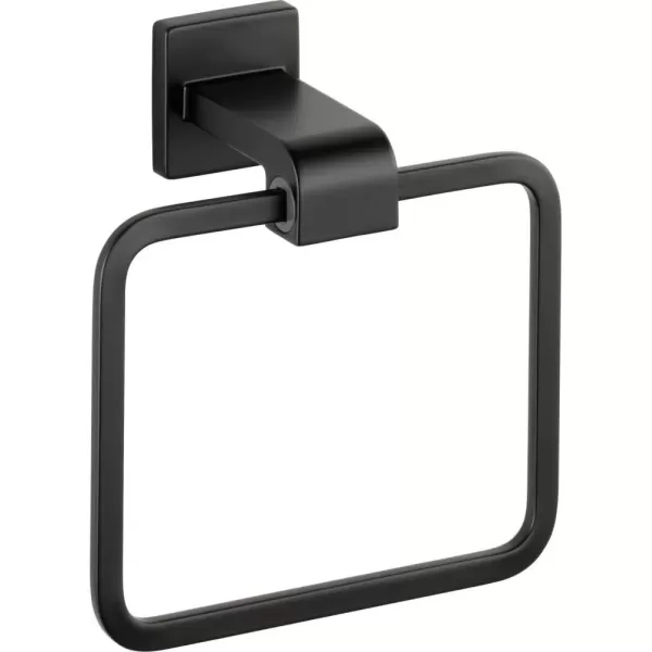 imageDelta Ara 1Pack Hand Towel Holder Polished Chrome Towel Racks for Bathroom Wall Square Towel Ring Holder for Bath Towel Hanger for Kitchen Bathroom Accessories 77546Matte Black