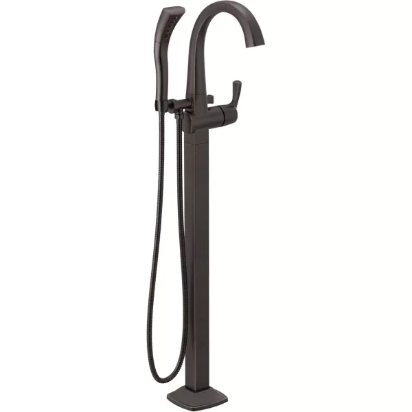 imageDelta DT4777SSFL Stryke Floor Mounted Tub Filler with Integrated Diverter and Hand Shower  Less Rough In StainlessVenetian Bronze
