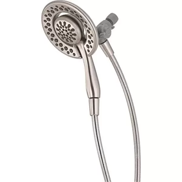 imageDelta Faucet 4Setting In2ition 2in1 Dual Shower Head with Handheld Brushed Nickel Round Shower Head with Hose Detachable Shower Head Hand Held Shower Head SpotShield Stainless 75486CSNSpotshield Brushed Nickel