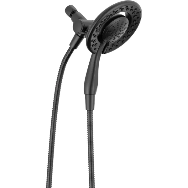imageDelta Faucet 4Setting In2ition 2in1 Dual Shower Head with Handheld Brushed Nickel Round Shower Head with Hose Detachable Shower Head Hand Held Shower Head SpotShield Stainless 75486CSNMatte Black
